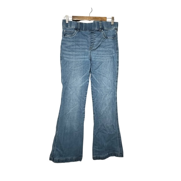 Spanx Denim Flare Leg Pull-On Jeans Medium M/M Comfort Stretch Blue - Picture 1 of 6